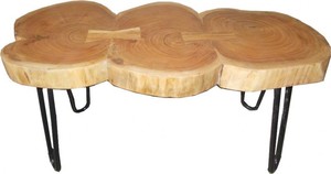 Casa Padrino Beistelltisch Akazien Holz / Eisen 80 - 120 cm - Industrial M�bel Hocker Tisch