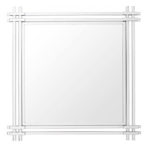 Casa Padrino Luxus Spiegel Art Deco 90 x 90 cm Edelstahl poliert - Wandspiegel - Luxus Hotel M�bel Collection