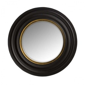 Casa Padrino Luxus Wand Spiegel Neo Klassisch Schwarz mit goldener Innenumrandung convex gew�lbt 53 x 53 cm - Wandspiegel