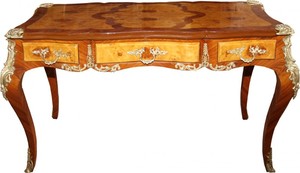 Casa Padrino Luxus Barock Schreibtisch mit 3 Schubladen Braun / Gold B 141 cm, T 71 cm - Sekret�r Luxus M�bel