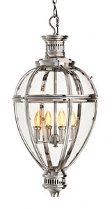 Casa Padrino Luxus Laterne - Luxus H�ngeleuchte Nickel Durchmesser 36,5 x H 81 cm