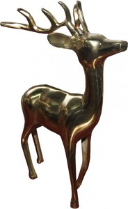 Casa Padrino Designer Deko Hirsch Gold 28 x 14 x 36cm - poliertes Aluminium - Figur Skulptur