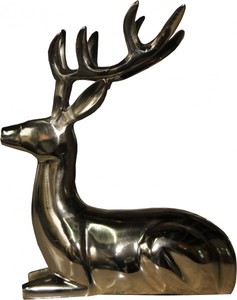 Casa Padrino Designer Deko Hirsch liegend Gold 18 x 13 x 23cm - poliertes Aluminium - Figur Skulptur