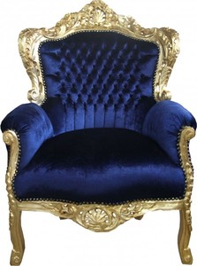 Casa Padrino Barock Sessel King Royalblau/Gold