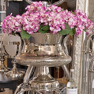 Casa Padrino Barock Blumenvase Cobra Messing vernickelt - Pflanzentopf - Hotel Dekoration - Blumengef�ss