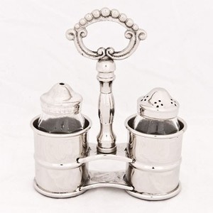 Casa Padrino Luxus Barock Salz und Pfefferstreuer Set Messing vernickelt Antik Stil