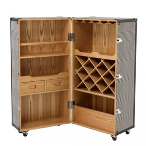 Casa Padrino Luxus Bar Schrank im Vintage Koffer Design Schwarz / Wei� - Kommode - Art Deco Barock Jugendstil Kofferschrank - Luxus Hotel Bar Trolley