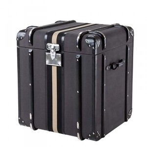 Casa Padrino Luxus Koffer Schrank Truhe Dark Grey Canvas - Art Deco Barock Jugendstil Kofferschrank Nachtschrank