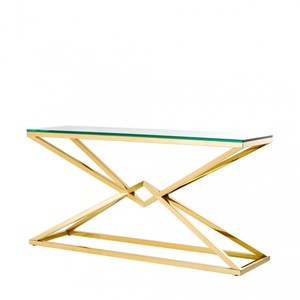 Casa Padrino Luxus Konsole Edelstahl Gold Finish 150 x 40 x H 74 cm - Konsolen Tisch M�bel