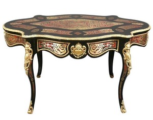Casa Padrino Barock Boulle Sekret�r Oval - Handgefertigt aus Massivholz - Barock Schreibtisch B�ro M�bel