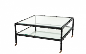 Casa Padrino Luxus Art Deco Designer Teakholz Couchtisch Schwarz - Wohnzimmer Salon Tisch - Luxus Qualit�t