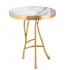 Casa Padrino Luxus Art Deco Designer Beistelltisch Gold mit weiem Marmor 50 x H 58 cm - Luxus Hotel Tisch