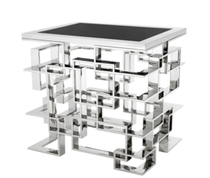 Casa Padrino Luxus Art Deco Designer Beistelltisch mit schwarzer Granitplatte - Luxus Kollektion