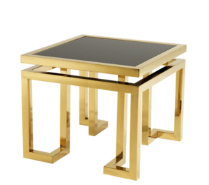 Casa Padrino Luxus Art Deco Designer Beistelltisch Gold mit schwarzem Glas - Hotel Tisch Mbel