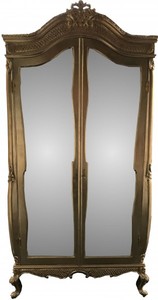 Casa Padrino Barock Kleiderschrank Gold B 110 x H 230 cm Schlafzimmer Schrank - Antik Stil