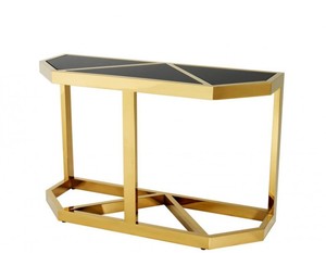 Casa Padrino Luxus Konsole Gold mit schwarzem Glas - Konsolen Tisch M�bel