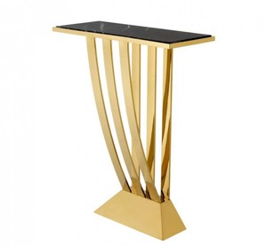 Casa Padrino Luxus Konsole Gold mit schwarzem Marmor - Art Deco M�bel