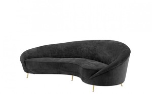 Casa Padrino Luxus Sofa Schwarz gebogen - Luxus Hotel M�bel