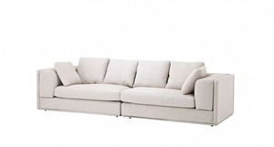 Casa Padrino Luxus Sofa Panama Natural mit poliertem Stahl Sockel - Luxus Mbel
