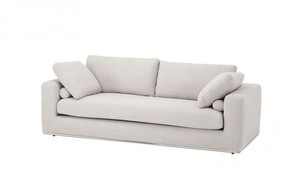 Casa Padrino Luxus Sofa Panama Natural mit poliertem Stahl Sockel - Luxus Kollektion