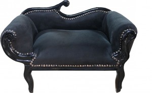Casa Padrino Barock Hunde & Katzen Chaiselongue Sofa Schwarz /Schwarz Hundebett & Katzenbett - Limited Edition