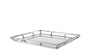 Casa Padrino Luxus Designer Edelstahl Tablett Nickel Finish 50 x 50 x H. 4,5 cm - Luxus Accessoires