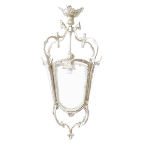 Casa Padrino Antik Stil Barock Decken H�ngeleuchte 35 x 35 x H 70 cm - Glas / Silber - Laterne H�ngelaterne