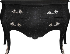 Casa Padrino Barock Kommode Schwarz / Glitzerlook 120cm Mod2