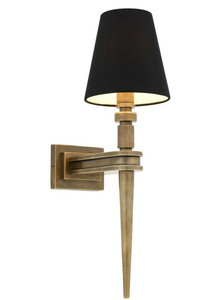 Casa Padrino Designer Messing Wandleuchte 15 x 23,5 x H. 50 cm - Luxus Wandlampe