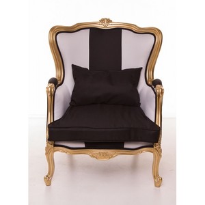 Casa Padrino Luxus Barock Sessel Schwarz / Wei / Gold Mbel - Luxury Hotel Collection