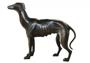 Casa Padrino Metall Figur Windhund Weibchen H 29 cm, B 33 cm, T 8 cm - Massive Skulptur - Edel & Prunkvoll 