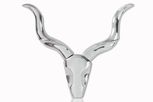 Designer Geweih Style Shine Deko Hirsch aus poliertem Aluminium Wandfigur Geweih Wandgeweih