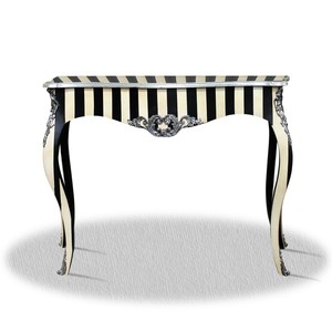 Casa Padrino Barock Konsole Schwarz Wei� Silber 100 x 40 x H. 85 cm - Luxus M�bel