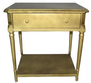 Casa Padrino Luxus Art Deco Nachttisch mit Schublade Gold - Antik Stil Beistelltisch - Nachtkommode - Nachtschrank