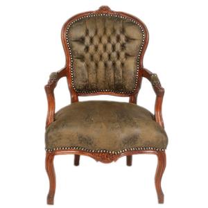 Casa Padrino Barock Salon Stuhl Braun Lederoptik / Braun - M�bel Antik Stil