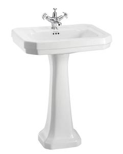 Casa Padrino Luxus Porzellan Waschbecken mit Sockel 61 x 51 x H. 90 cm - Porzellan Waschbecken