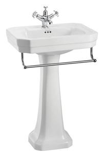 Casa Padrino Porzellan Waschbecken mit Sockel und Handtuchhalter - Antik Stil Waschbecken