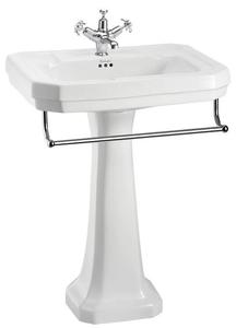 Casa Padrino Porzellan Waschbecken mit Sockel und Handtuchhalter - Luxus Kollektion