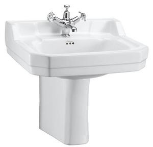 Casa Padrino Porzellan Waschbecken mit halben Sockel 56 x 47 x H. 56 cm