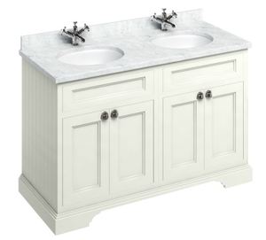 Casa Padrino Doppel Waschschrank mit Marmorplatte und 4 Tren - Antik Stil Waschtisch