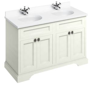 Casa Padrino Doppel Waschschrank / Waschtisch mit Marmorplatte und 4 T�ren 130 x 55 x H. 93 cm