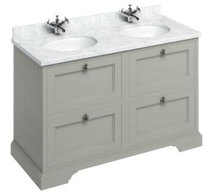 Casa Padrino Doppel Waschschrank / Waschtisch mit Marmorplatte und 4 Schubladen - Luxus Kollektion
