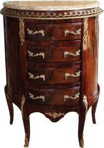 Casa Padrino Barock Kommode Mahagoni Braun Intarsien mit Marmorplatte B 68 cm, H 89 cm - Barock Kommode - Limited Edition