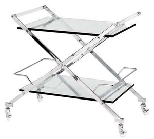 Casa Padrino Luxus Bar Trolley Servierwagen Edelstahl / Glas 77x48 x H. 76 cm - Luxus Hotel & Restaurant Einrichtung M�bel