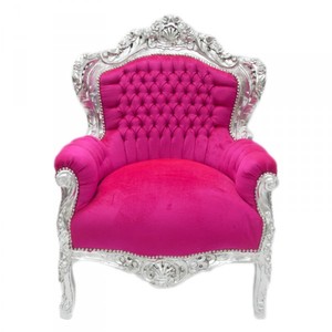 Casa Padrino Barock Sessel King Pink / Silber Mbel Antik Stil 