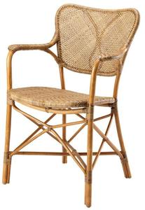 Casa Padrino Designer Gartenstuhl mit Armlehnen hellbraun - Luxus Gartenm�bel