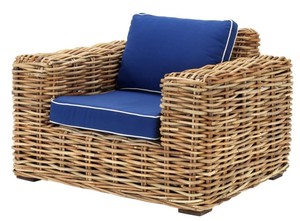 Casa Padrino Designer Rattan Sessel 100 x 88 x H. 69 cm - Luxus Wohnzimmer M�bel