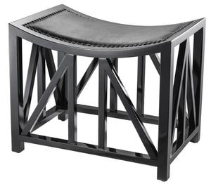 Casa Padrino Designer Mahagoni Hocker mit Kuhleder 52 x 35 x H. 42,5 cm - Luxus Hotel Hocker