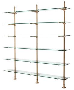 Casa Padrino Designer Doppel-Wandregal Antik Messing 220 x 41 x H. 240 cm - Luxus Wohnzimmer M�bel