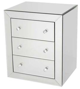 Casa Padrino Luxus Spiegelglas Nachttisch mit 3 Schubladen - Schlafzimmer M�bel